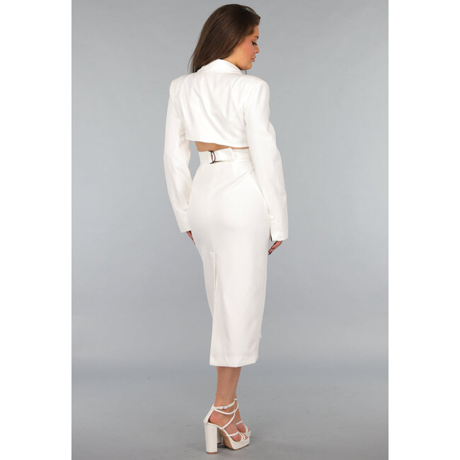 Weißes Blazerkleid mit Ausschnitt