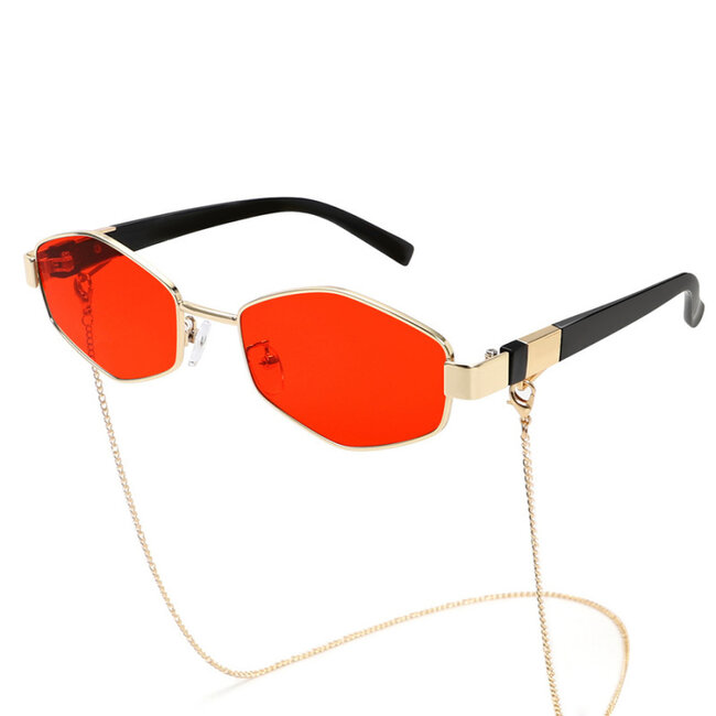 Rote Retro-Brille mit Brillenband