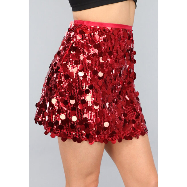 Roter Paillettenrock