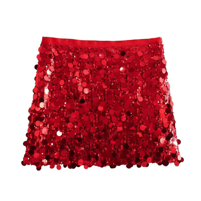 Roter Paillettenrock