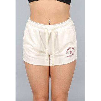 Ecru Jogger Short mit rotem Text