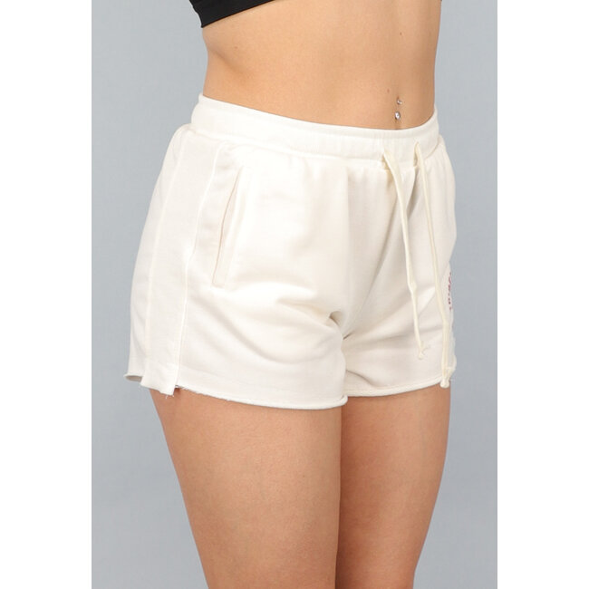Ecru Jogger Short mit rotem Text