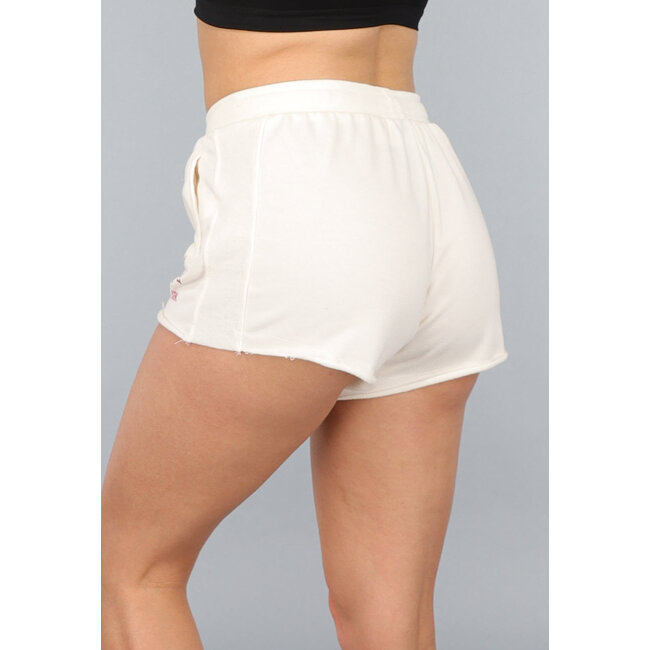 Ecru Jogger Short mit rotem Text