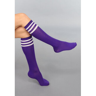 Dunkelviolette Socken mit weißen Streifen