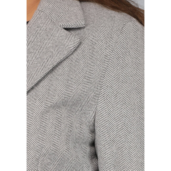 Graue Fischgrätenjacke mit Schulterpolstern