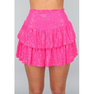 Rosa plissierter Pailletten-Skort