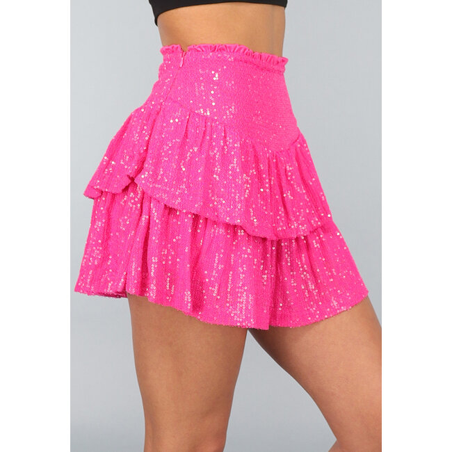 Rosa plissierter Pailletten-Skort