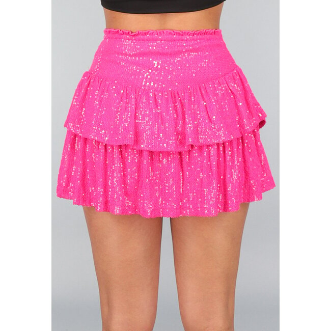 Rosa plissierter Pailletten-Skort