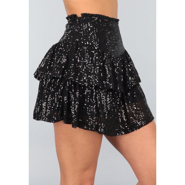 Glänzender Glitzer-Skort in Schwarz