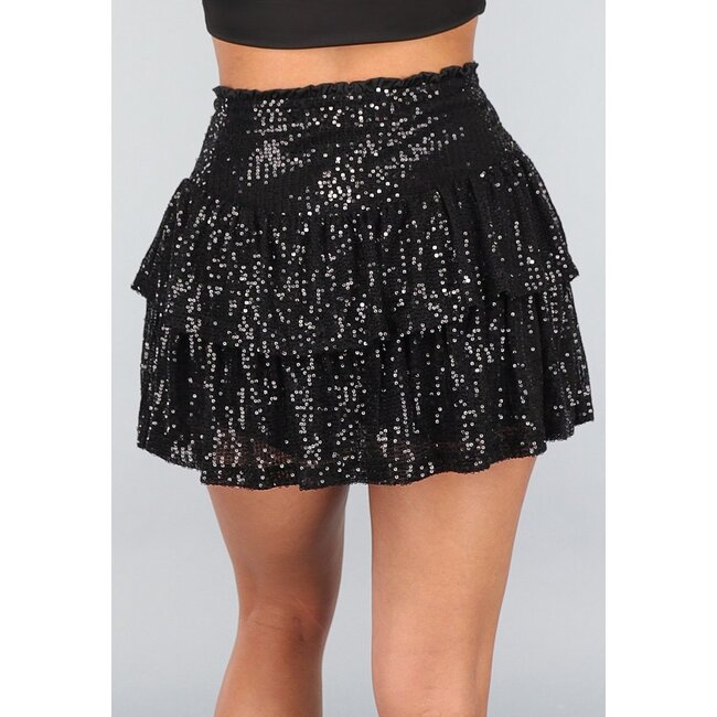 Glänzender Glitzer-Skort in Schwarz