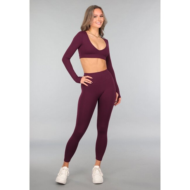 Aubergine Gymnastik-Leggings mit Scrunch