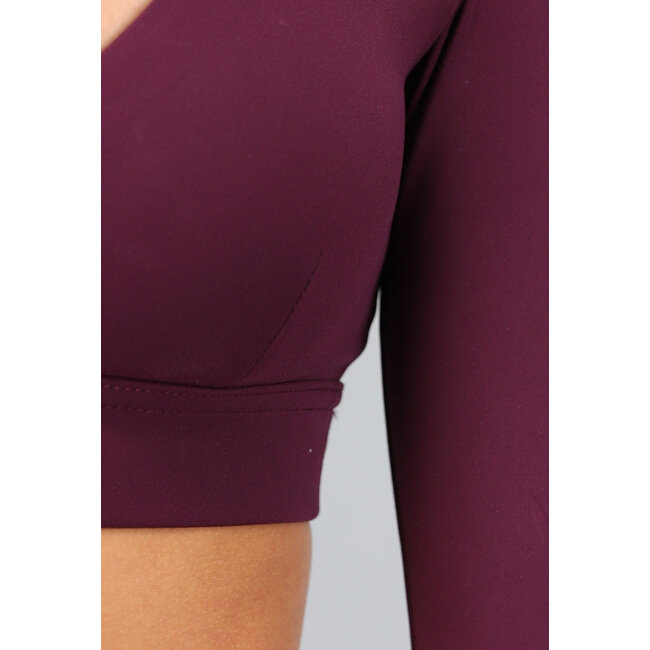 Aubergine Langarm-Stretch-Sport-Top
