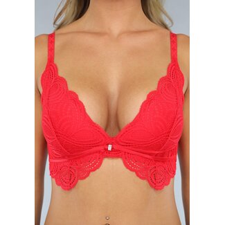 Rotes Spitzen-Crop-Top mit Wattierung