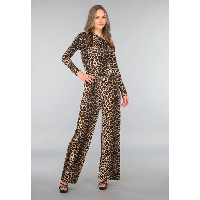 Große Leopard Stretch-Palazzo-Hose