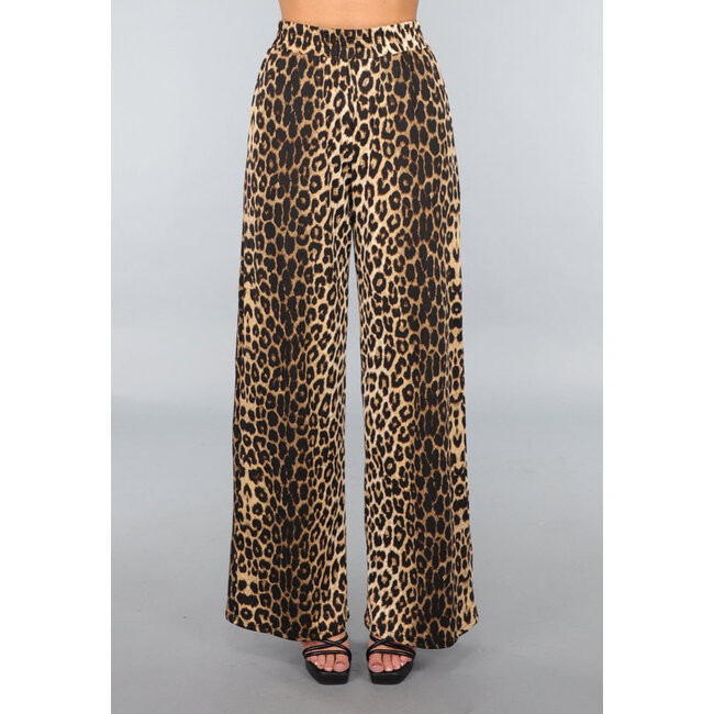 Große Leopard Stretch-Palazzo-Hose