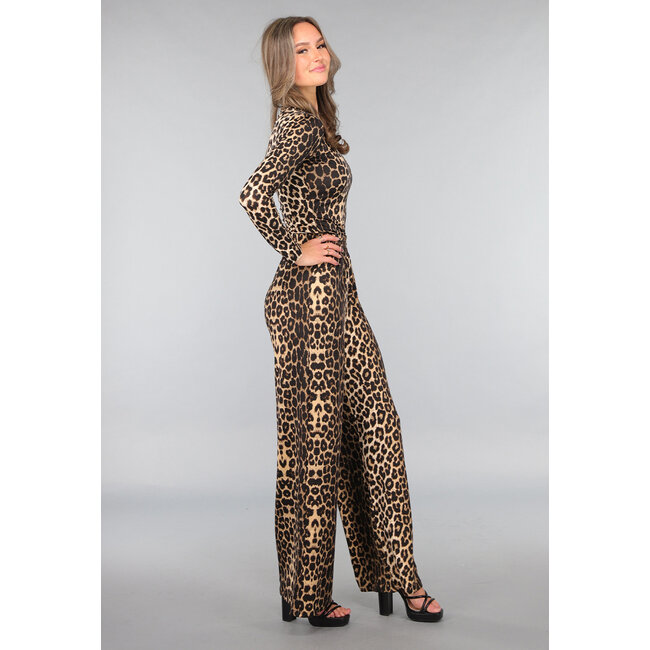 Große Leopard Stretch-Palazzo-Hose
