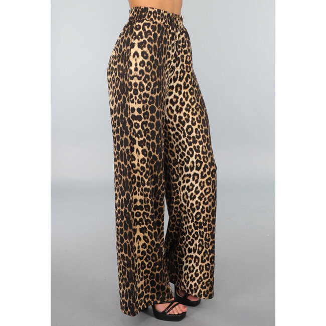 Große Leopard Stretch-Palazzo-Hose