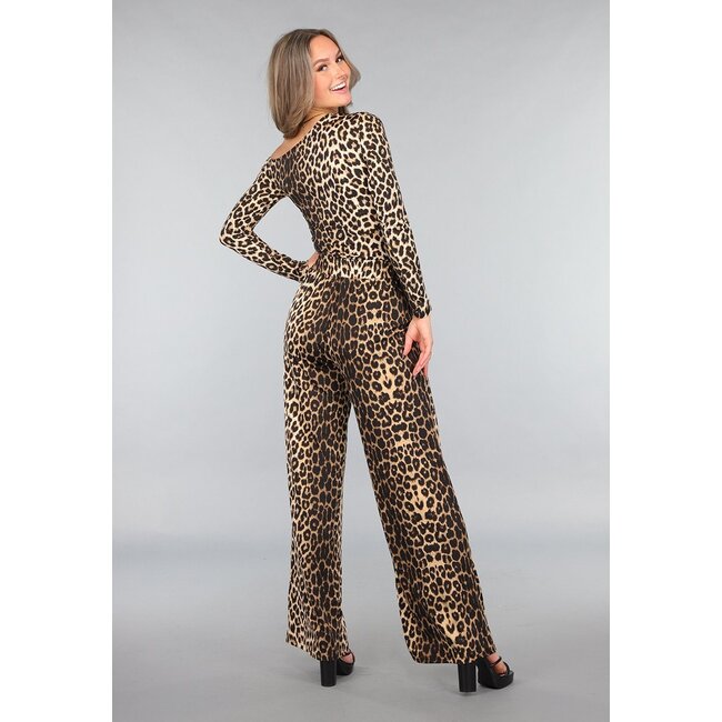 Große Leopard Stretch-Palazzo-Hose
