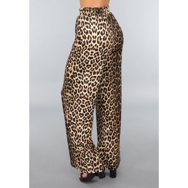 Große Leopard Stretch-Palazzo-Hose