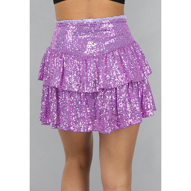 Fliederfarbener Plissee-Glitzer-Skort