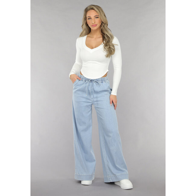 Weit geschnittene Jogger-Jeans mit elastischem Bund