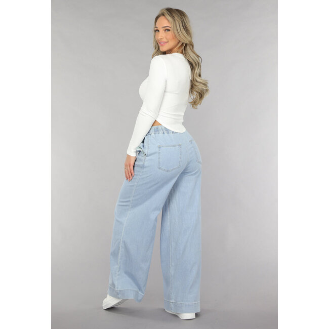 Weit geschnittene Jogger-Jeans mit elastischem Bund