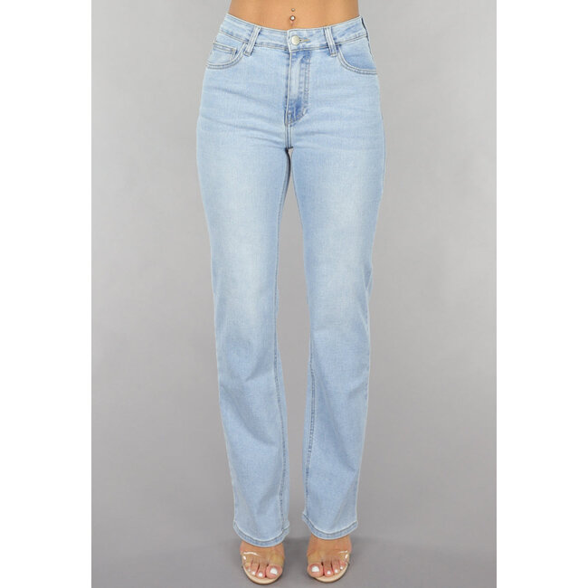 Hellblaue Mid Waist Straight Leg Jeans