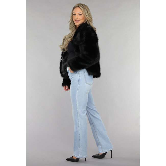 Hellblaue Mid Waist Straight Leg Jeans