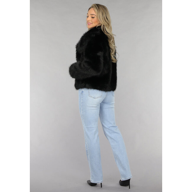 Hellblaue Mid Waist Straight Leg Jeans