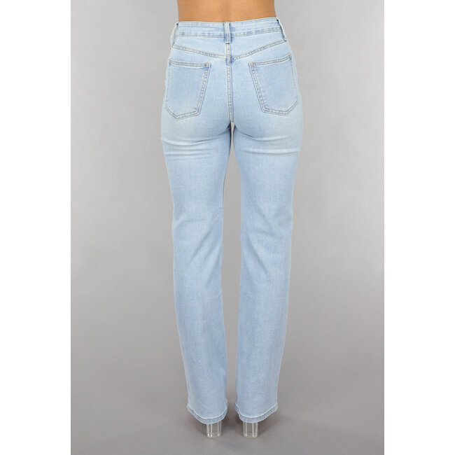 Hellblaue Mid Waist Straight Leg Jeans