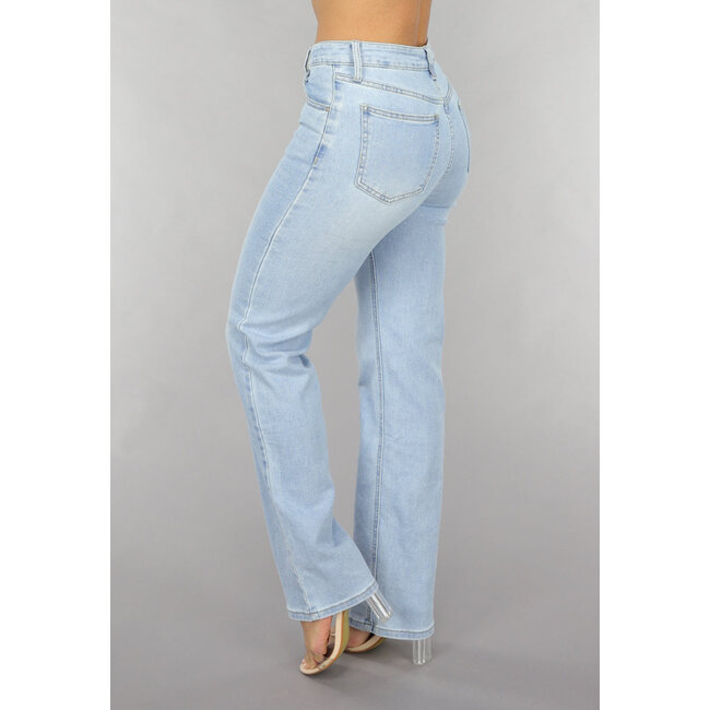 Hellblaue Mid Waist Straight Leg Jeans