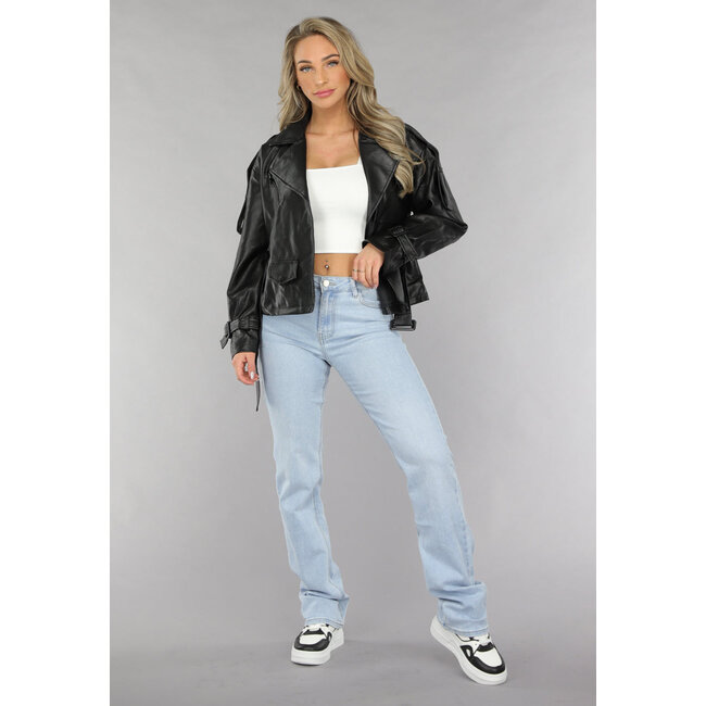 Hellblaue Tall Mid Waist Straight Leg Jeans