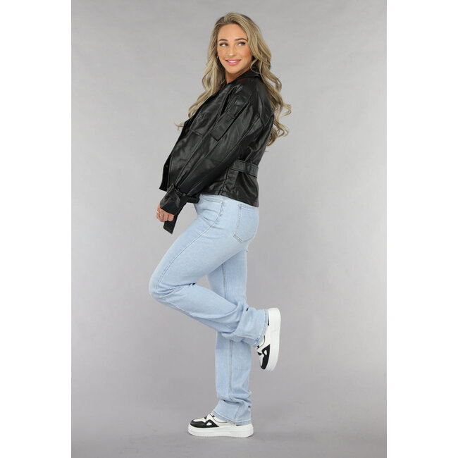 Hellblaue Tall Mid Waist Straight Leg Jeans