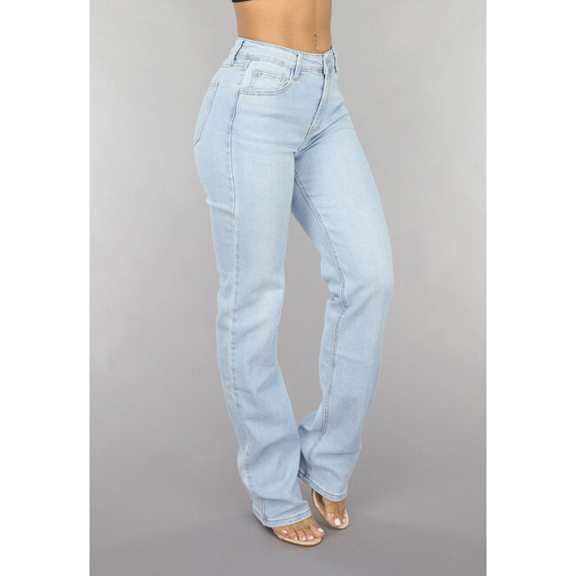 Hellblaue Tall Mid Waist Straight Leg Jeans