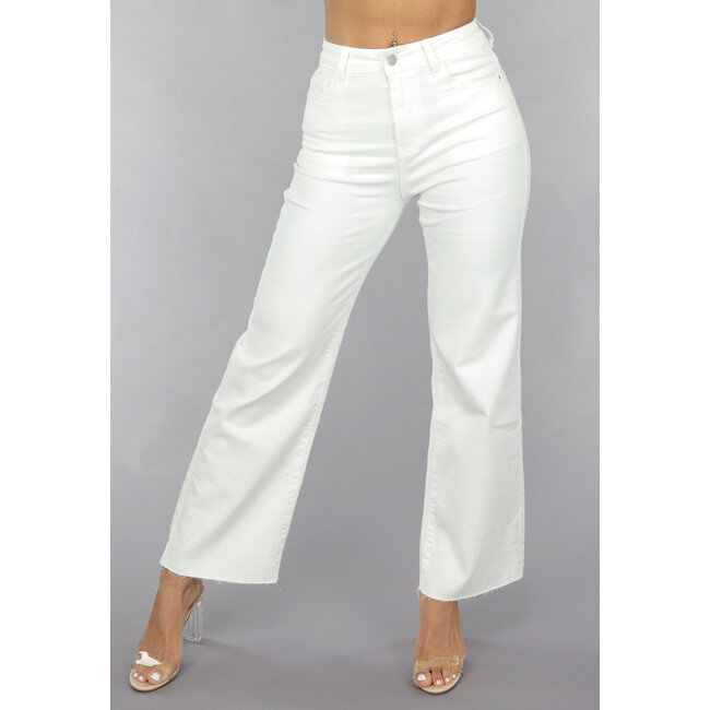 High Waist Straight Leg Weiß Petite Jeans