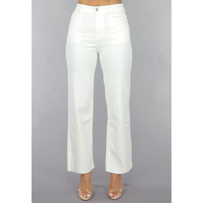 High Waist Straight Leg Weiß Petite Jeans