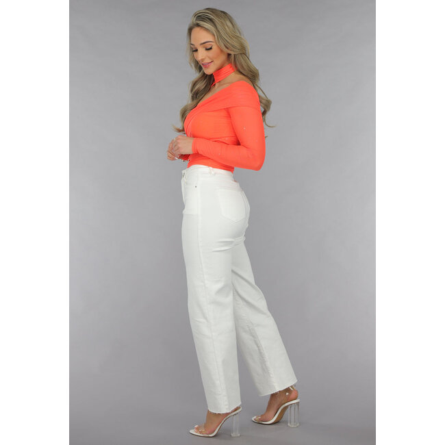 High Waist Straight Leg Weiß Petite Jeans