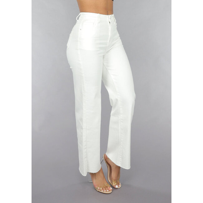 High Waist Straight Leg Weiß Petite Jeans