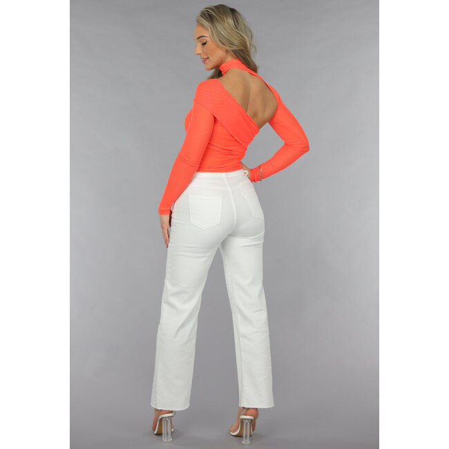 High Waist Straight Leg Weiß Petite Jeans