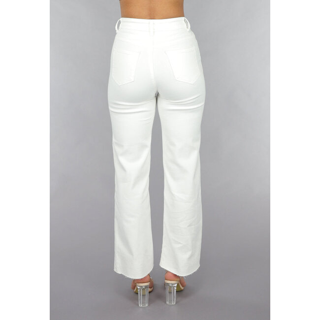 High Waist Straight Leg Weiß Petite Jeans