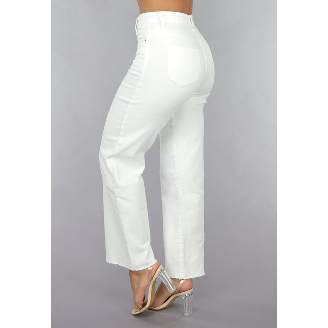 High Waist Straight Leg Weiß Petite Jeans