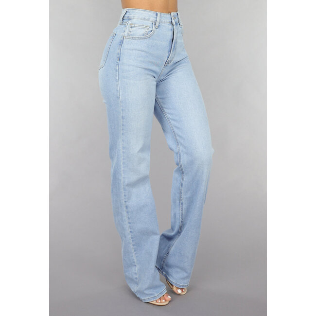 Tall High Waist Light Blue Straight Leg Jeans