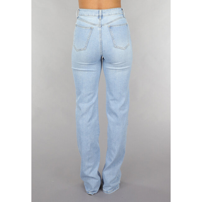 Tall High Waist Light Blue Straight Leg Jeans