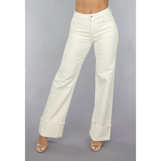 Redial Jeans Beige Jeans mit geradem Bein und verkürzten Beinen
