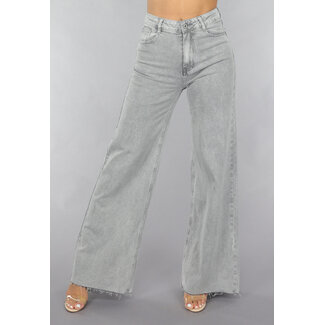 Redial Jeans Graue Jeans mit weitem Bein und hoher Taille