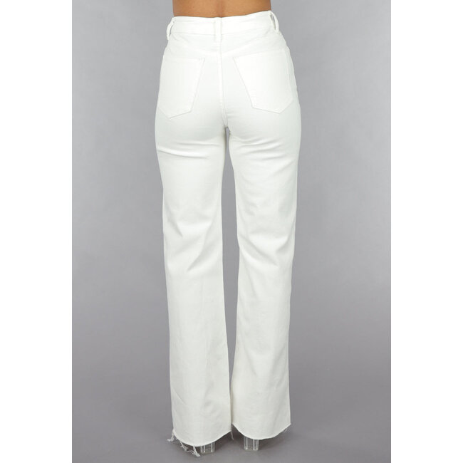 Weiße Jeans mit hoher Taille und geradem Bein