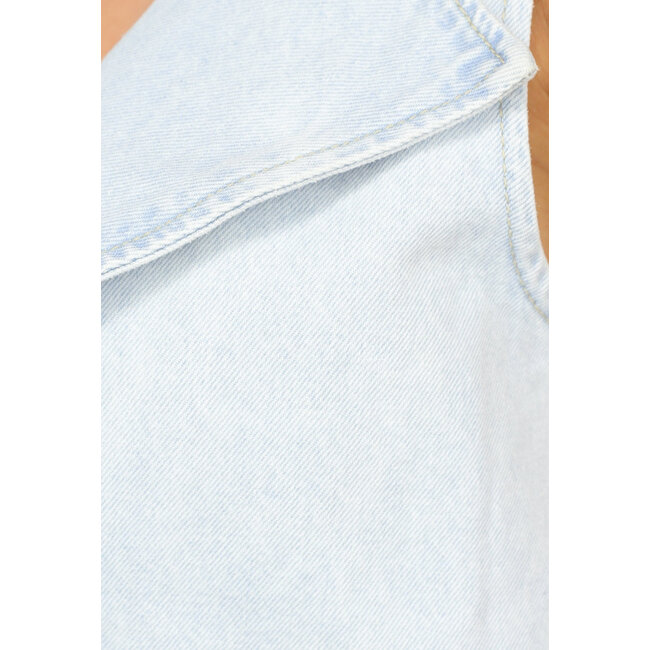 Denim-Wickeltop mit Schleifen-Detail