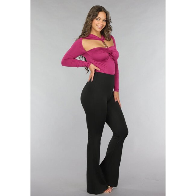 Gepolsterter Bodysuit mit goldenen Details in Berry