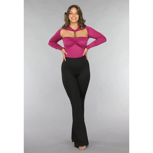 Gepolsterter Bodysuit mit goldenen Details in Berry