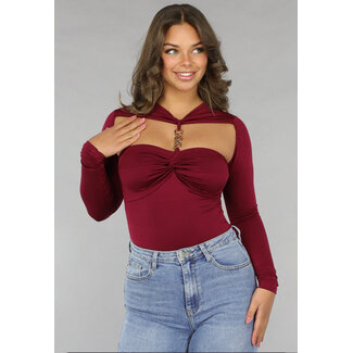 Burgunderroter Bodysuit mit Twist-Detail
